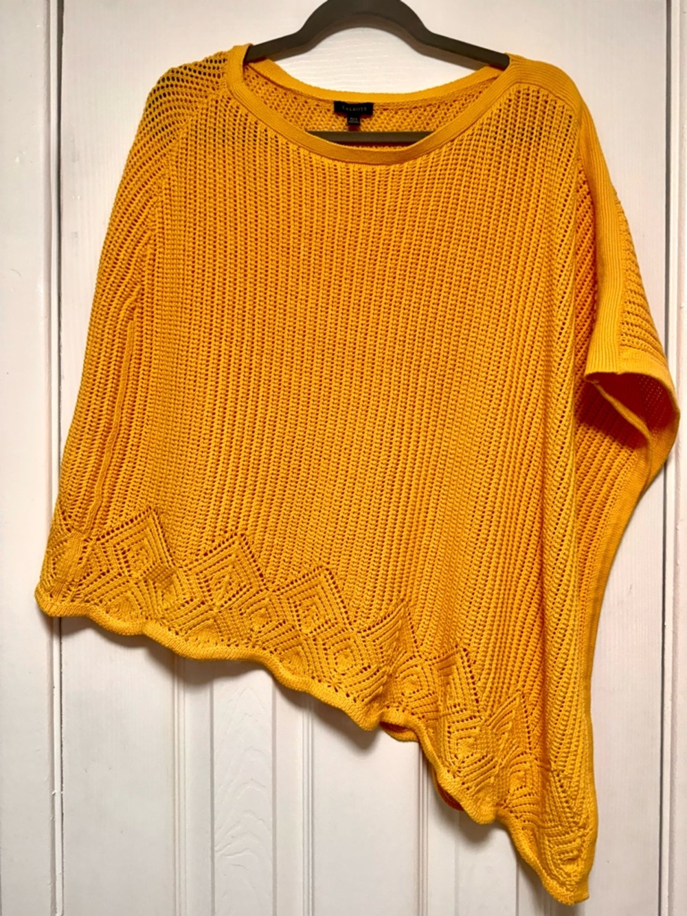 Talbots Yellow Open-Knit Off-the-Shoulder Sweater Poncho
